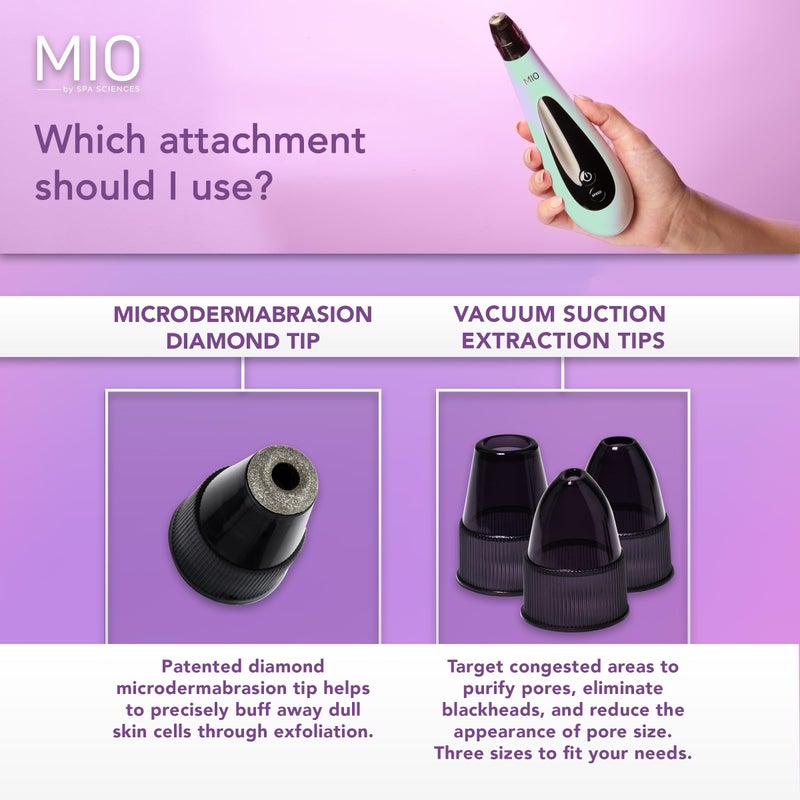 Spa Sciences MIO Diamond Microdermabrasion Blackhead Remover, Pore Suction Toolâ€“Rechargeable-Dermatologist Recommended Skin Resurfacing System for Anti-Aging-Exfoliator for Acne Scars/Wrinkles (Mint) - Image 4
